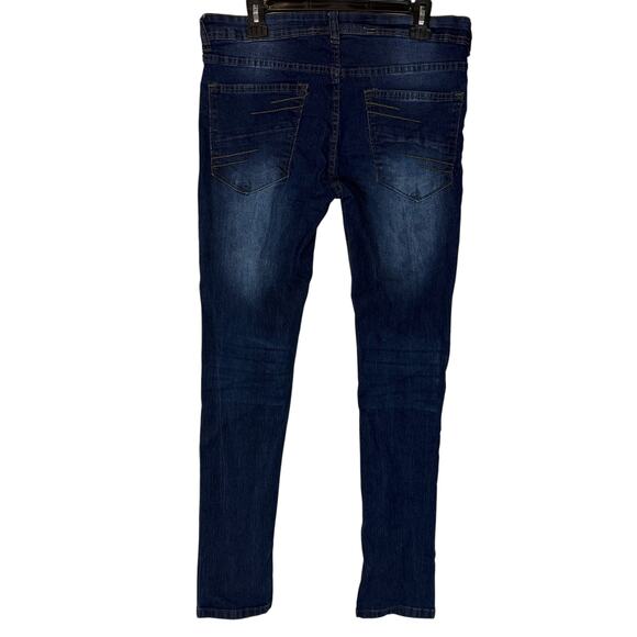 New Huntington BC Jeans Men 34x32 Blue Denim Stretch Zip Fly Mid-Rise Skinny Fit - Picture 2 of 14